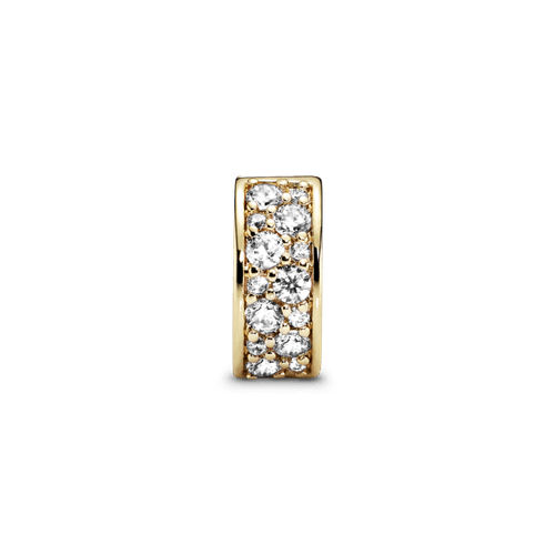 Charm Sujetador de pavé transparente Recubrimiento en Oro de 14k