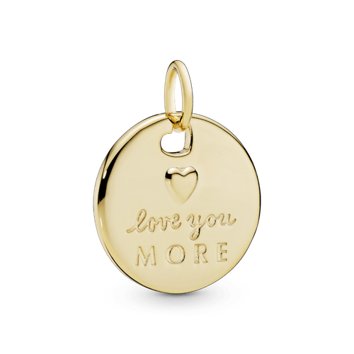 Dije Redondo Corazón Y Te Amo Más Recubrimiento en Oro de 14k