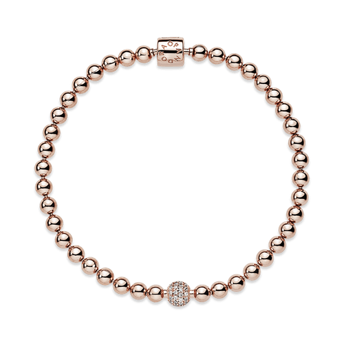 Brazalete de cuentas y pavé Recubrimiento en Oro Rosa de 14k