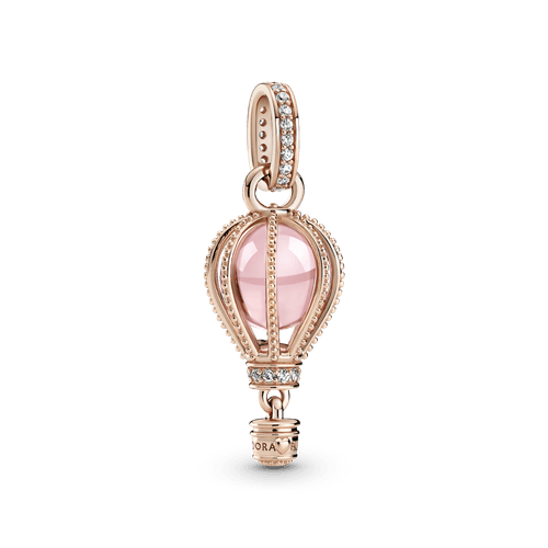 Charm Colgante Globo Aerostático Rosa Resplandeciente Recubrimiento en Oro Rosa de 14k