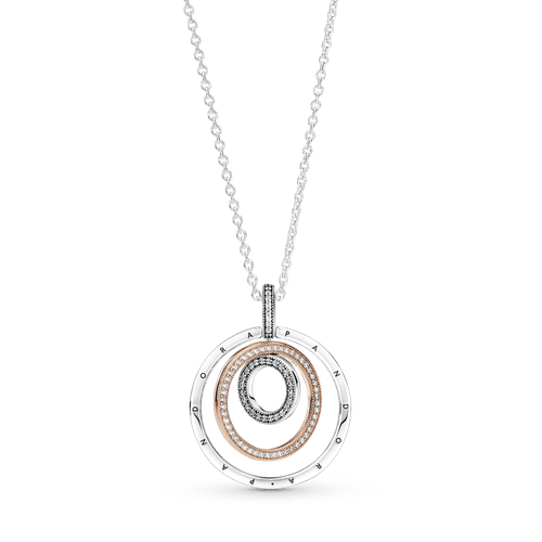 Collar Y Pendiente Círculos De Dos Tonos Recubrimiento en Oro Rosa de 14k