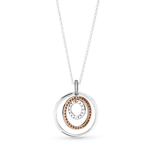 Collar Y Pendiente Círculos De Dos Tonos Recubrimiento en Oro Rosa de 14k