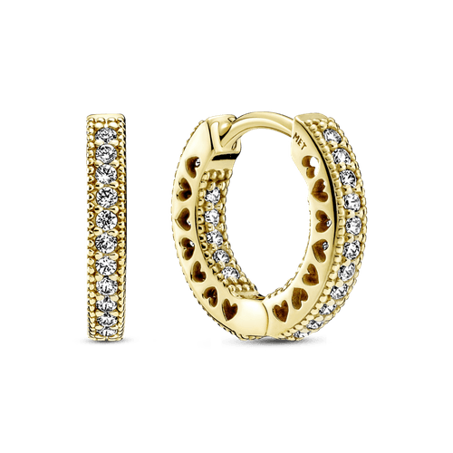 Argollas Corazón De Pavé Recubrimiento en Oro de 14k