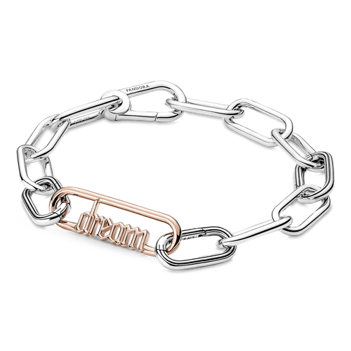 Eslabón De Estilo Con La Palabra Sueño Recubrimiento en Oro Rosa De 14K Pandora Me