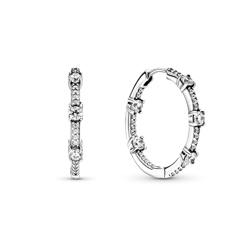 Argollas En Plata De Ley Barras Brillantes En Pave