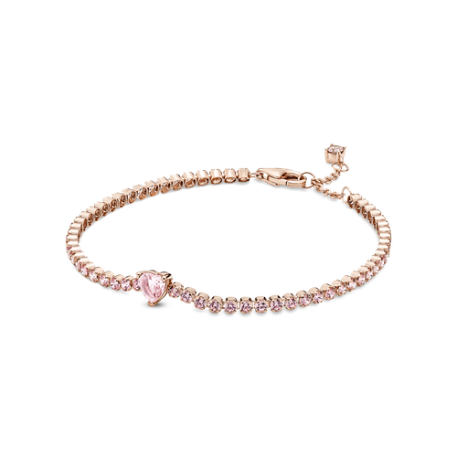 Brazalete En Plata De Ley Corazon Brillante Recubrimiento en Oro Rosa 14k