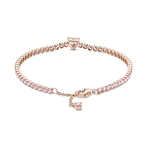 Brazalete En Plata De Ley Corazon Brillante Recubrimiento en Oro Rosa 14k