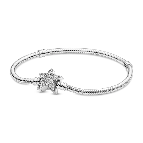 Brazalete Pandora Moments Cadena De Serpiente Cierre Estrella Asimetrica