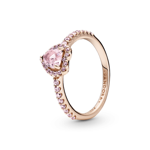Anillo Con Un Recubrimiento En Oro Rosa De 14k Corazon Brillante Rosa Elevado