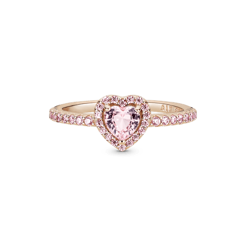 Anillo Con Un Recubrimiento En Oro Rosa De 14k Corazon Brillante Rosa Elevado