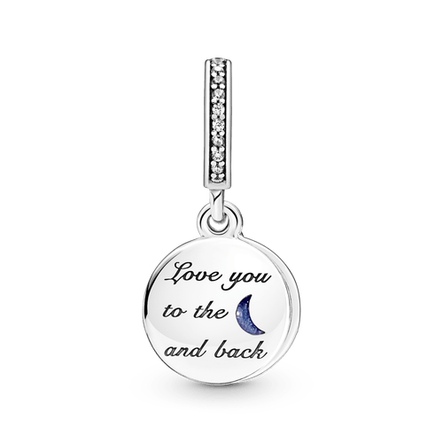 Charm Colgante Doble En Plata De Ley Árbol & Luna De La Galaxia
