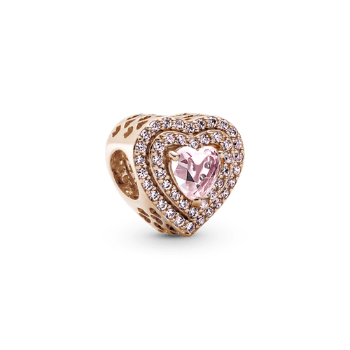 Charm Corazon Nivelado Brillante Recubrimiento en Oro Rosa 14k