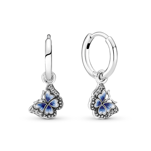 Aros De Aro Mariposa Azul