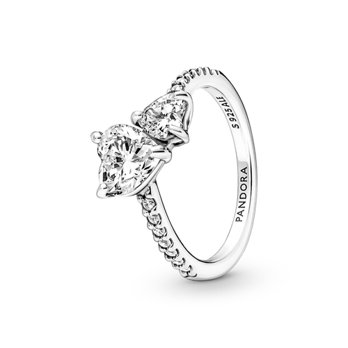 Anillo Reluciente Corazón Doble