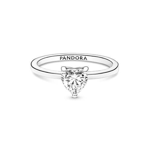 Anillo Solitario Corazón Resplandeciente