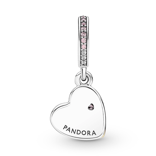 Charm Colgante Doble Corazones Entrelazados Con Infinito Recubrimiento En Oro Rosa De 14K