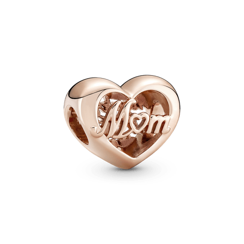 Charm Corazón Gracias Mamá Recubrimiento En Oro Rosa De 14K