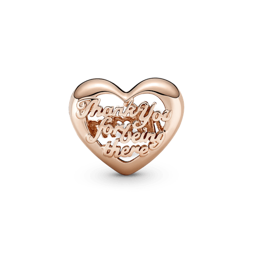 Charm Corazón Gracias Mamá Recubrimiento En Oro Rosa De 14K