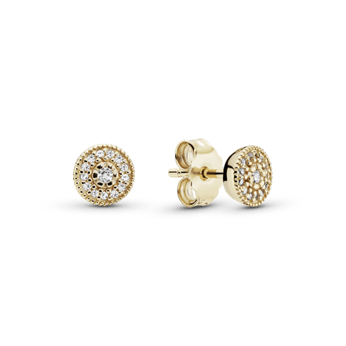 Aretes de botón Nudo reluciente Recubrimiento en Oro de 14k