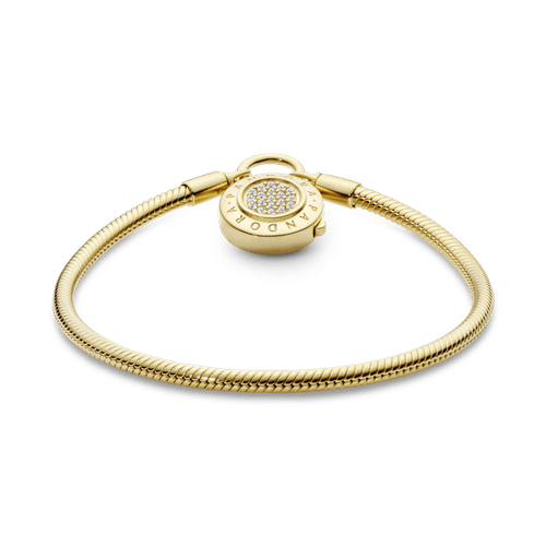 Brazalete De Cadena De Serpiente Con Broche De Candado De Pavé Pandora Moments con Recubrimiento en Oro de 14k