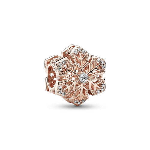 Charm Copo de nieve festivo Recubrimiento en Oro Rosa de 14k