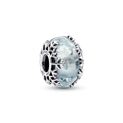 Charm de cristal Murano Copo de nieve Azul invierno Pandora Plata Esterlina