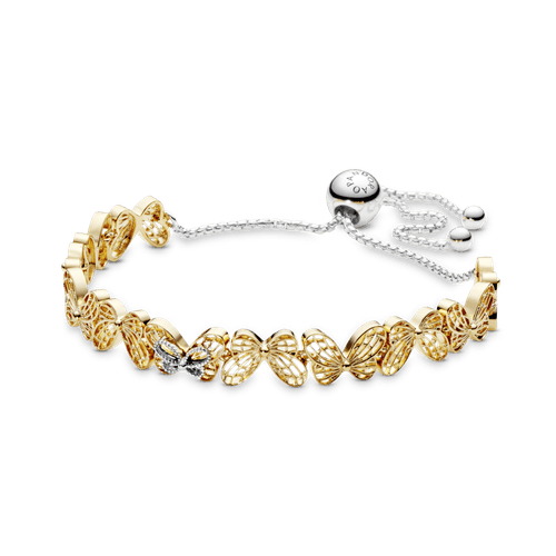 Brazalete Recubrimiento en Oro de 14k deslizante Mariposa calada