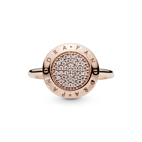 Anillo Con Pavé Y Logotipo Recubrimiento en Oro Rosa de 14k