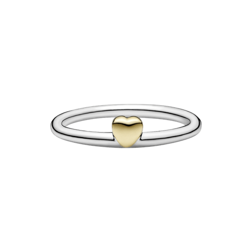 Anillo Corazón enigmático pulido Dos tonos