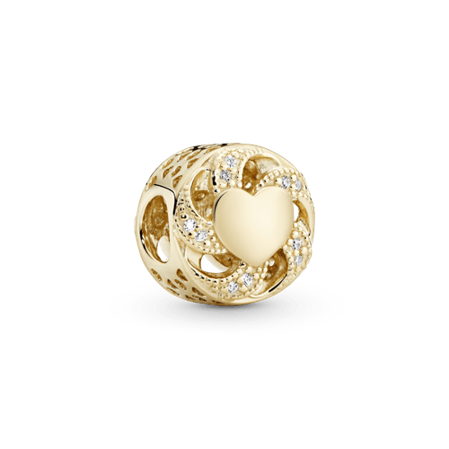 Charm de oro calado Corazón con listón