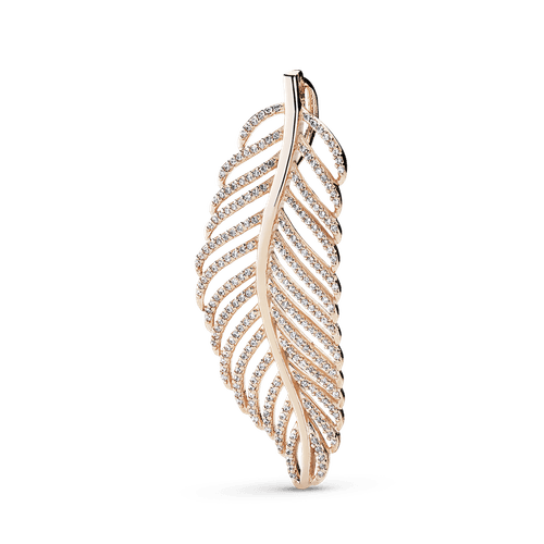 Dije Pluma Brillante Recubrimiento en Oro Rosa de 14k