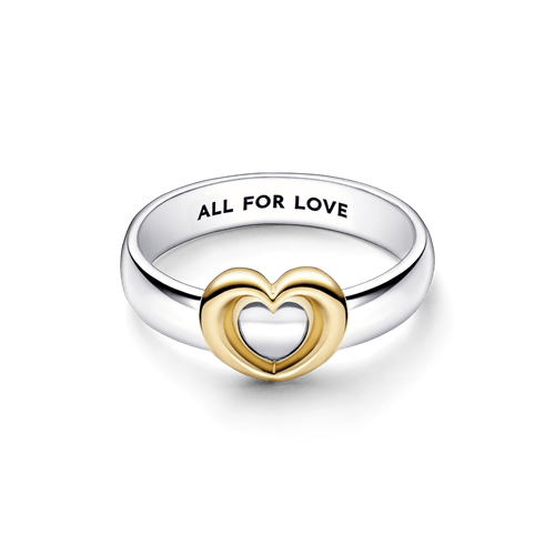 Anillo Corazón deslizante en dos tonos radiante