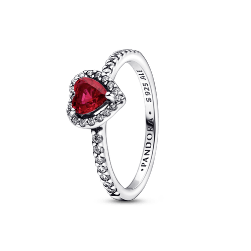 Anillo Corazón elevado rojo Pandora Plata Esterlina