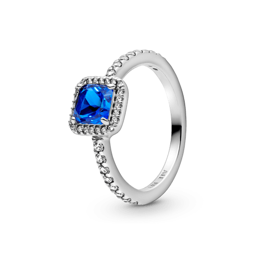 Anillo Cuadrado Azul Con Halo