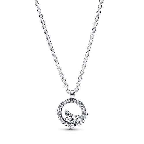 Collar con pendiente Racimo y círculo herbario reluciente Pandora Plata Esterlina