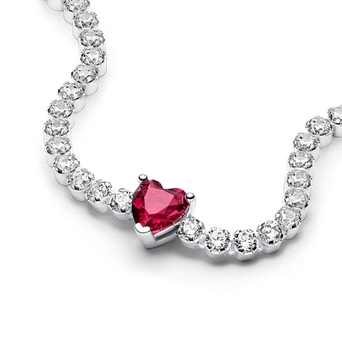 Brazalete de Tenis Corazón Brillante Rojo