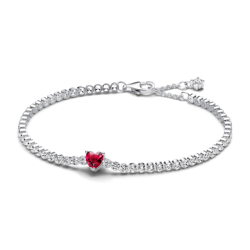 Brazalete de Tenis Corazón Brillante Rojo