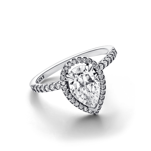 Anillo Halo Pera Brillante