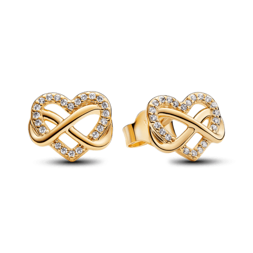 Aros de Botón Corazón Infinito Brillante