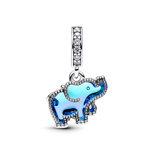 Charm Colgante de Cristal de Murano Azul Elefante