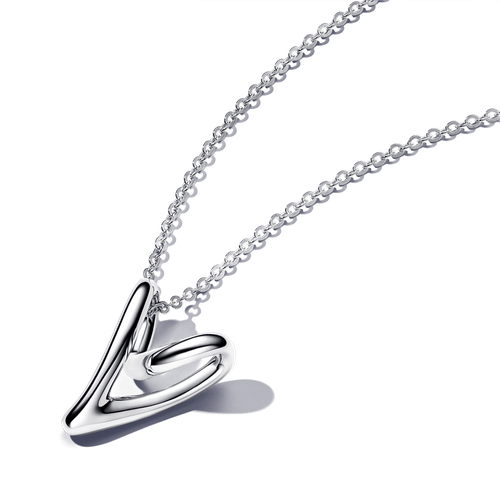 Collar Corazón Forma Orgánica Plata