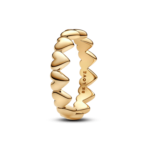 Anillo Fila de Corazones Dorado