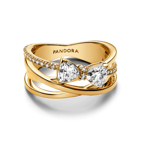 Anillo Banda Cruzada Lazo Brillante