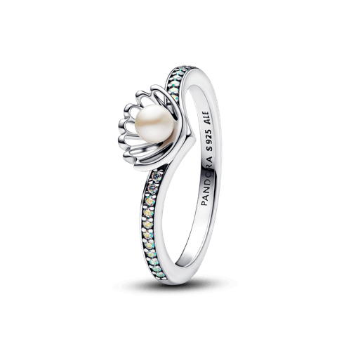 Anillo Perla Cultivada de Agua Dulce Tratada Concha Princesa Ariel de Disney