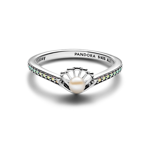 Anillo Perla Cultivada de Agua Dulce Tratada Concha Princesa Ariel de Disney