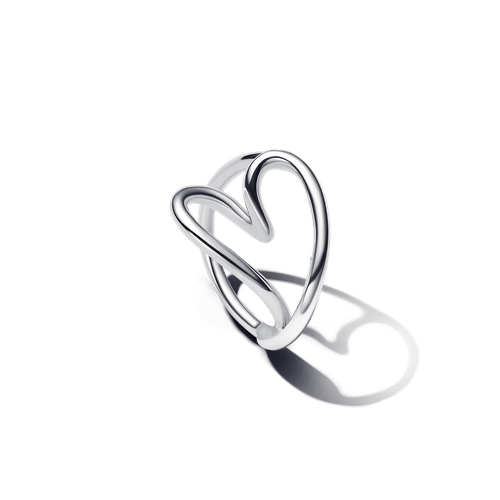 Anillo Corazón Forma Orgánica Plateado