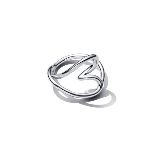 Anillo Corazón Forma Orgánica Plateado