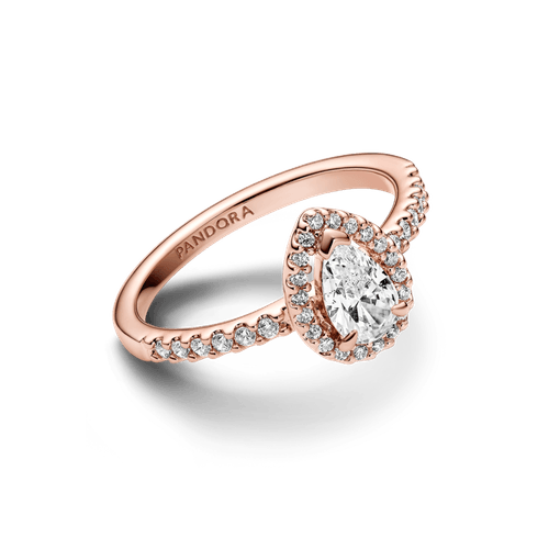 Anillo Halo Brillante Corte Pera