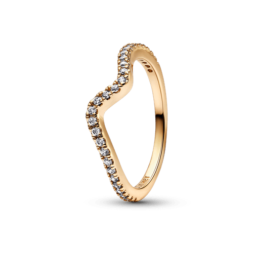 Anillo Ola Brillante Dorado