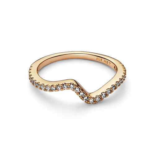 Anillo Ola Brillante Dorado